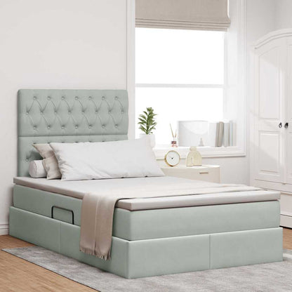 Letto con contenitore e LED Grigio chiaro 120 x 200 cm Velluto