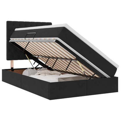 Letto con contenitore e LED con led Nero 120 x 200 cm Velluto