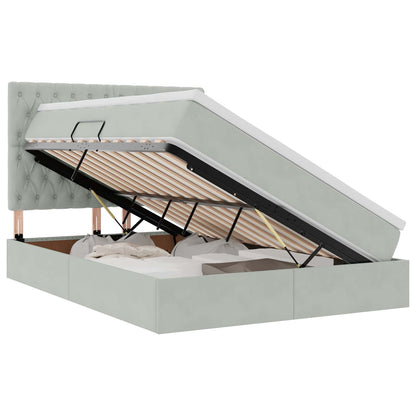 Letto con contenitore e LED Grigio chiaro 140 x 200 cm Velluto