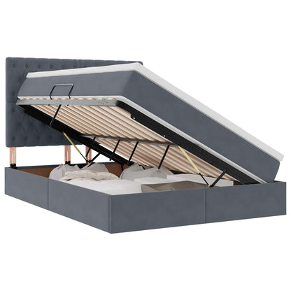 Letto con contenitore e LED Grigio scuro 140 x 200 cm Velluto