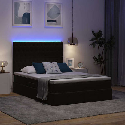 Letto con contenitore e LED con led Nero 140 x 200 cm Velluto