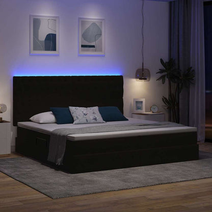 Letto con contenitore e LED con led Nero 200 x 200 cm Velluto