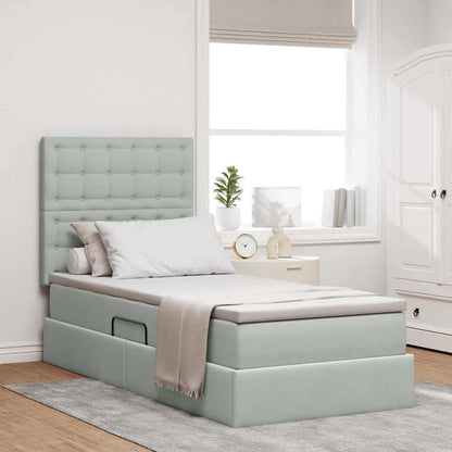 Letto con contenitore e LED Grigio chiaro 90 x 190 cm Velluto