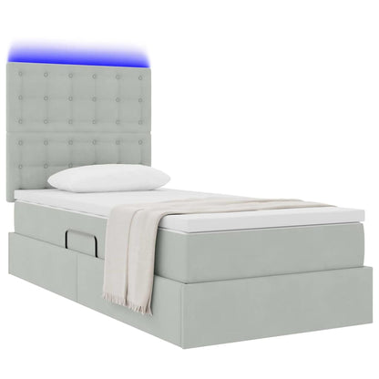 Letto con contenitore e LED Grigio chiaro 90 x 190 cm Velluto