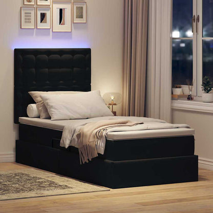Letto con contenitore e LED con led Nero 90 x 200 cm Velluto