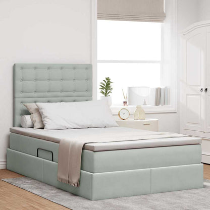 Letto con contenitore e LED Grigio chiaro 120 x 190 cm Velluto