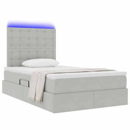 Letto con contenitore e LED Grigio chiaro 120 x 190 cm Velluto