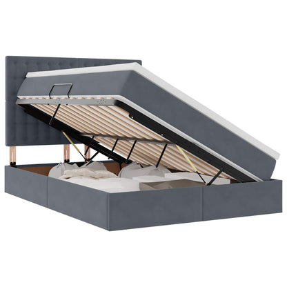 Letto con contenitore e LED Grigio scuro 140 x 200 cm Velluto