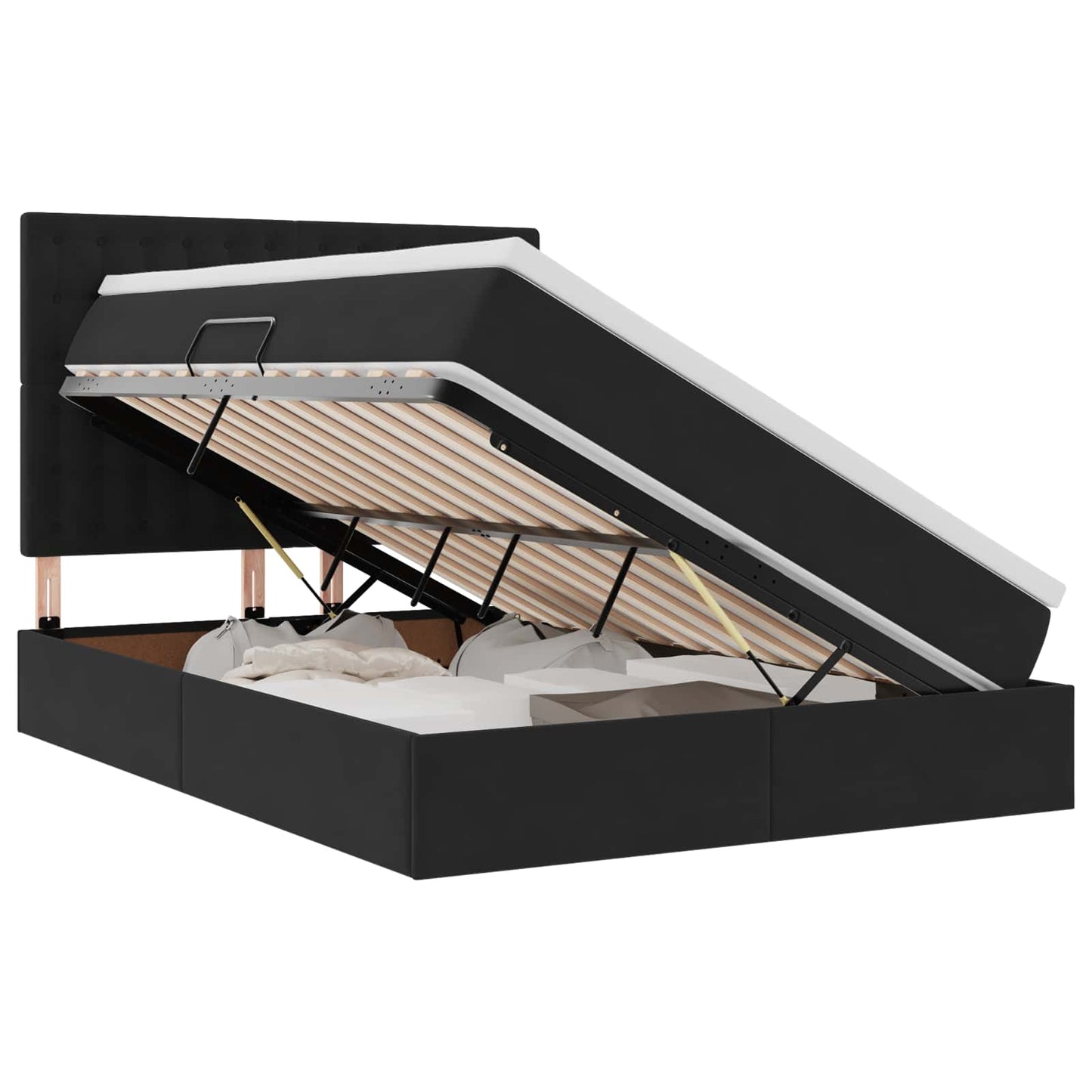 Letto con contenitore e LED con led Nero 140 x 200 cm Velluto