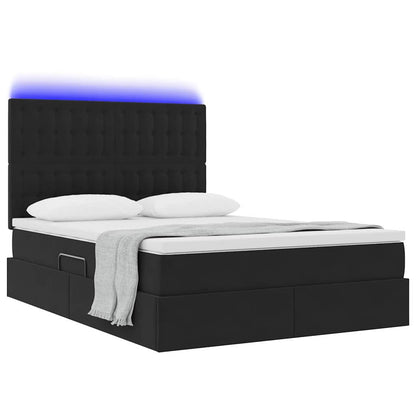 Letto con contenitore e LED con led Nero 140 x 200 cm Velluto