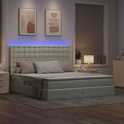 Letto con contenitore e LED Grigio chiaro 160 x 200 cm Velluto