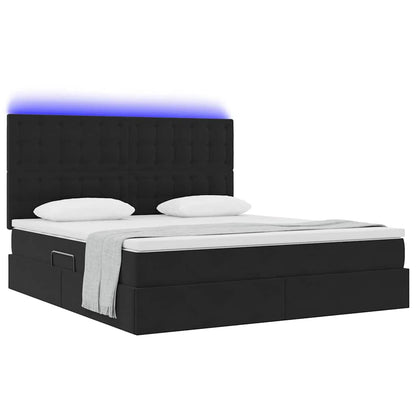 Letto con contenitore e LED con led Nero 160 x 200 cm Velluto