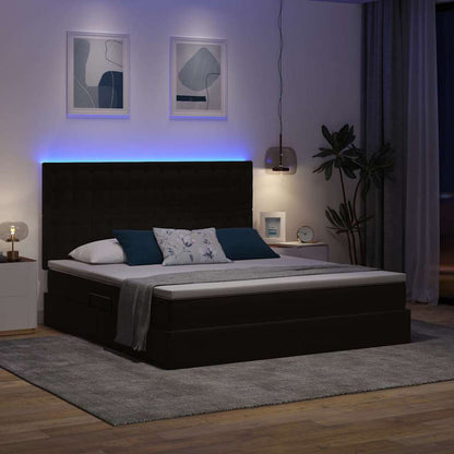 Letto con contenitore e LED con led Nero 180 x 200 cm Velluto