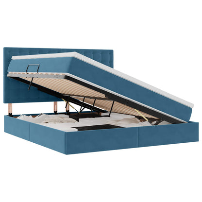 Letto con contenitore e LED Blu Scuro 180 x 200 cm Velluto