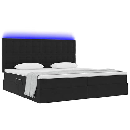 Letto con contenitore e LED con led Nero 200 x 200 cm Velluto