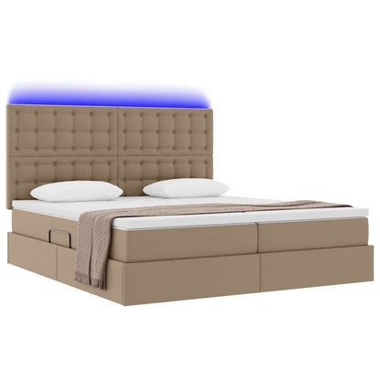 Letto con contenitore e LED Cappuccino 200 x 200 cm