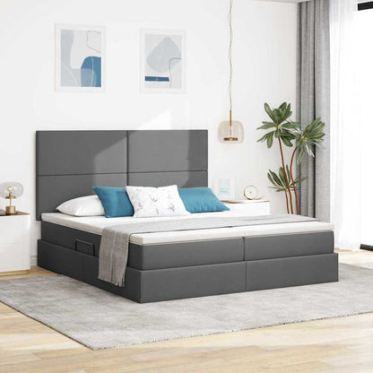 Letto con testiera Grigio scuro 180 x 200 cm Tessuto