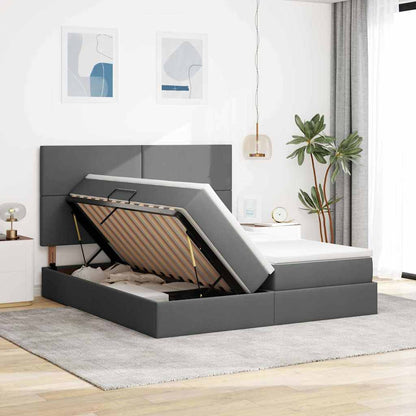Letto con testiera Grigio scuro 180 x 200 cm Tessuto