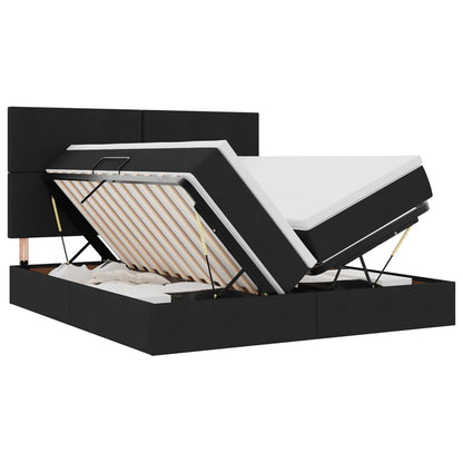 Letto con luci a strisce a LED Nero 180 x 200 cm Tessuto
