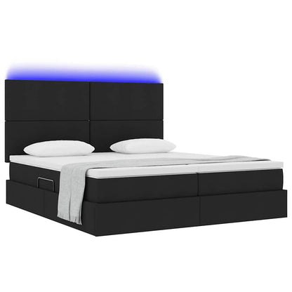 Letto con luci a strisce a LED Nero 180 x 200 cm Tessuto