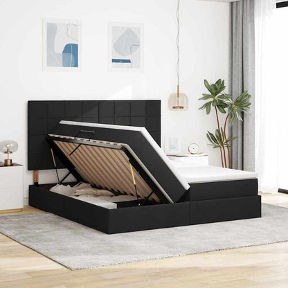 Letto con luci a strisce a LED Nero 180 x 200 cm Tessuto