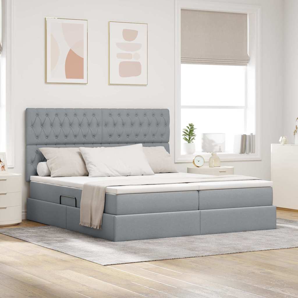 Letto con testiera Grigio chiaro 180 x 200 cm Tessuto