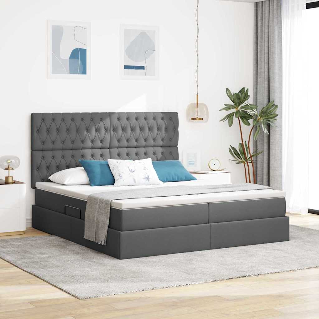 Letto con testiera Grigio scuro 180 x 200 cm Tessuto