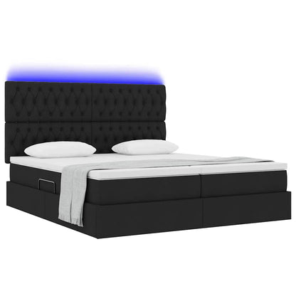Letto con luci a strisce a LED Nero 180 x 200 cm Tessuto