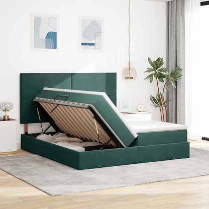 Letto con luci a strisce a LED Verde Scuro 180 x 200 cm Velluto