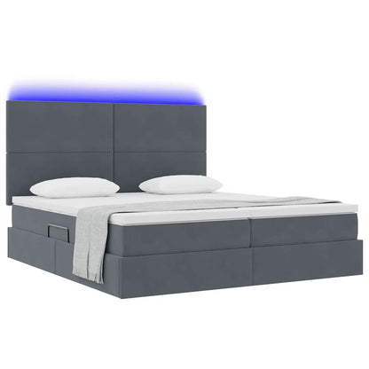 Letto con testiera Grigio scuro 200 x 200 cm Velluto