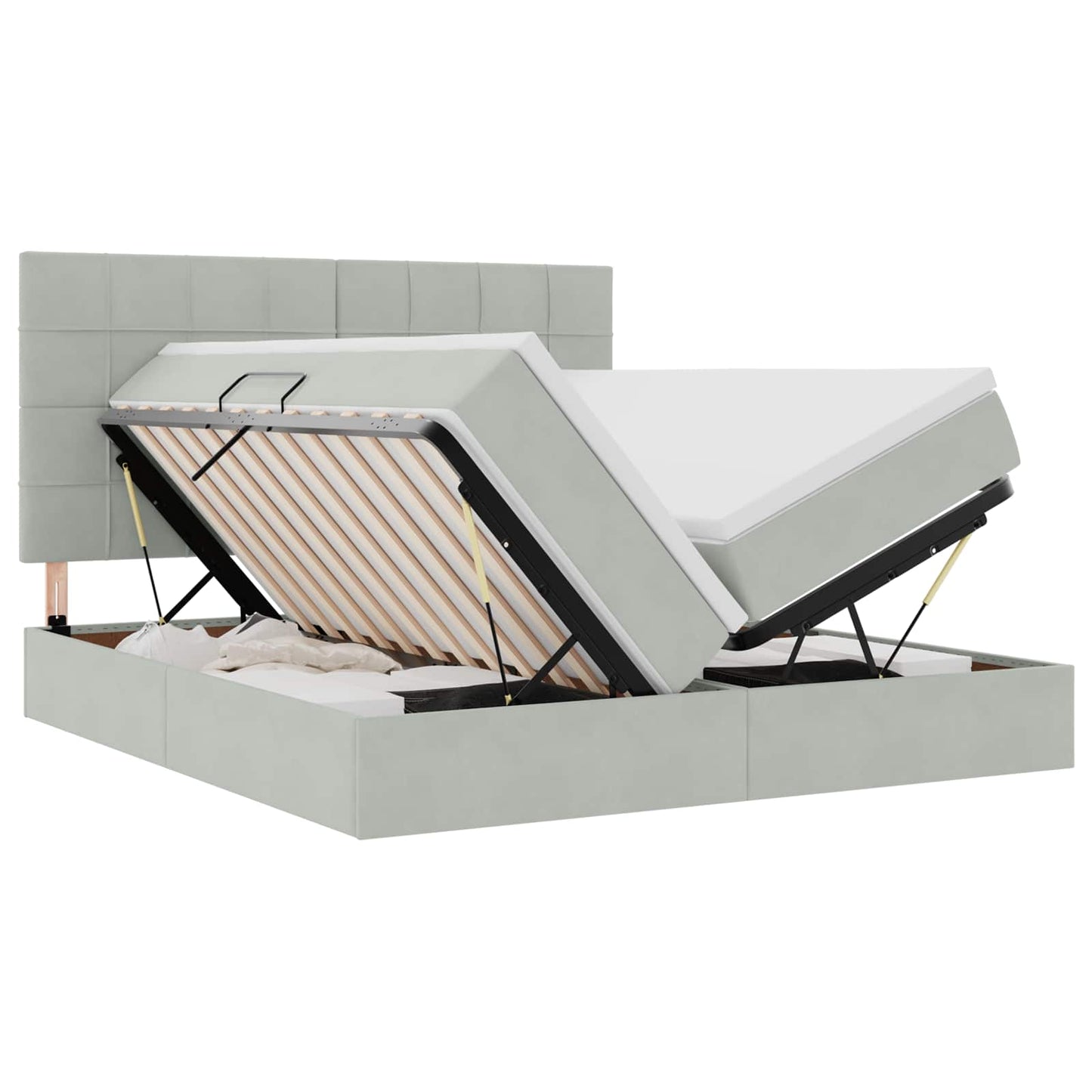 Letto con testiera Grigio chiaro 200 x 200 cm Velluto