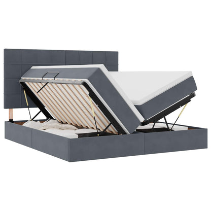 Letto con testiera Grigio scuro 200 x 200 cm Velluto