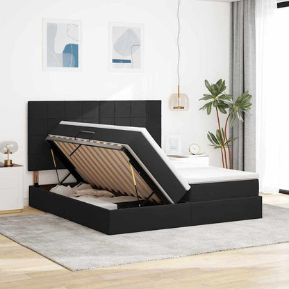 Letto con luci a strisce a LED Nero 200 x 200 cm Velluto