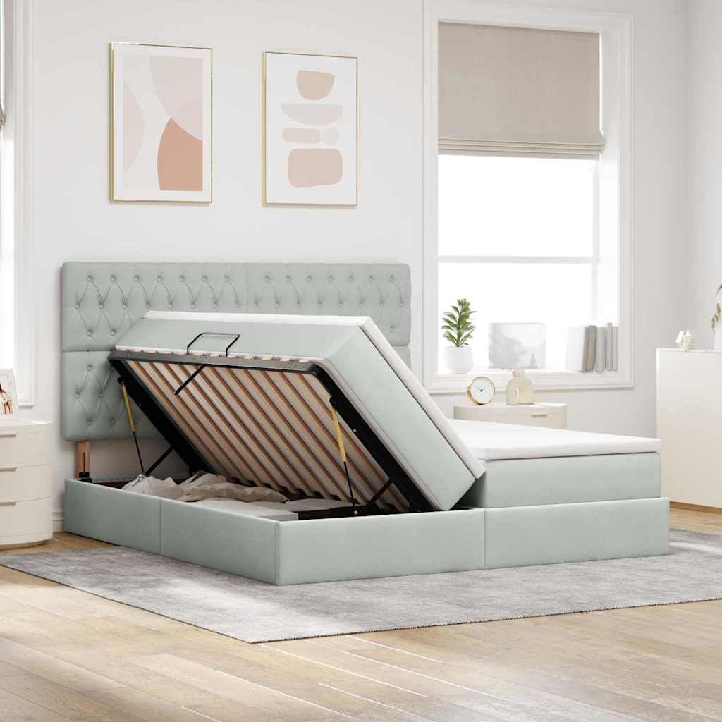 Letto con testiera Grigio chiaro 180 x 200 cm Velluto