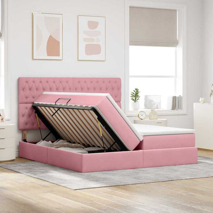 Letto con luci a strisce a LED Rosa 180 x 200 cm Velluto
