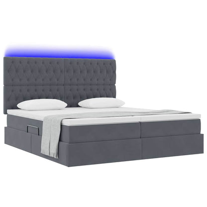 Letto con testiera Grigio scuro 200 x 200 cm Velluto