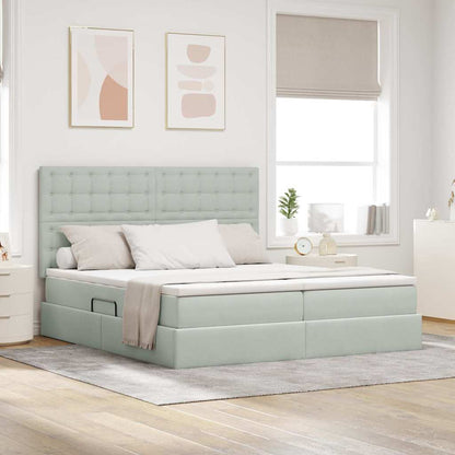 Letto con testiera Grigio chiaro 180 x 200 cm Velluto