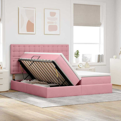 Letto con luci a strisce a LED Rosa 200 x 200 cm Velluto