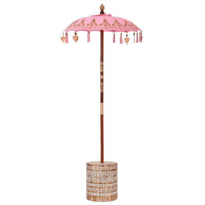 Ombrello balinese con base Rosa 95 x 95 x 260 cm