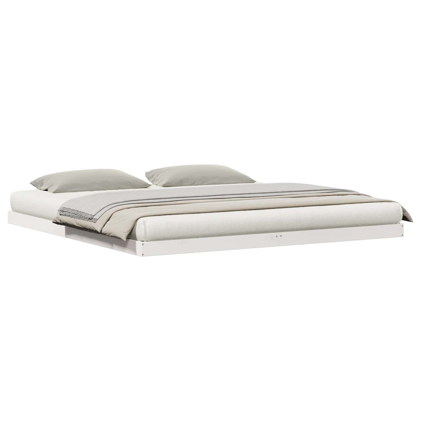 Struttura letto a terra Bianco 213.5 x 104 x 9 cm Pino massello
