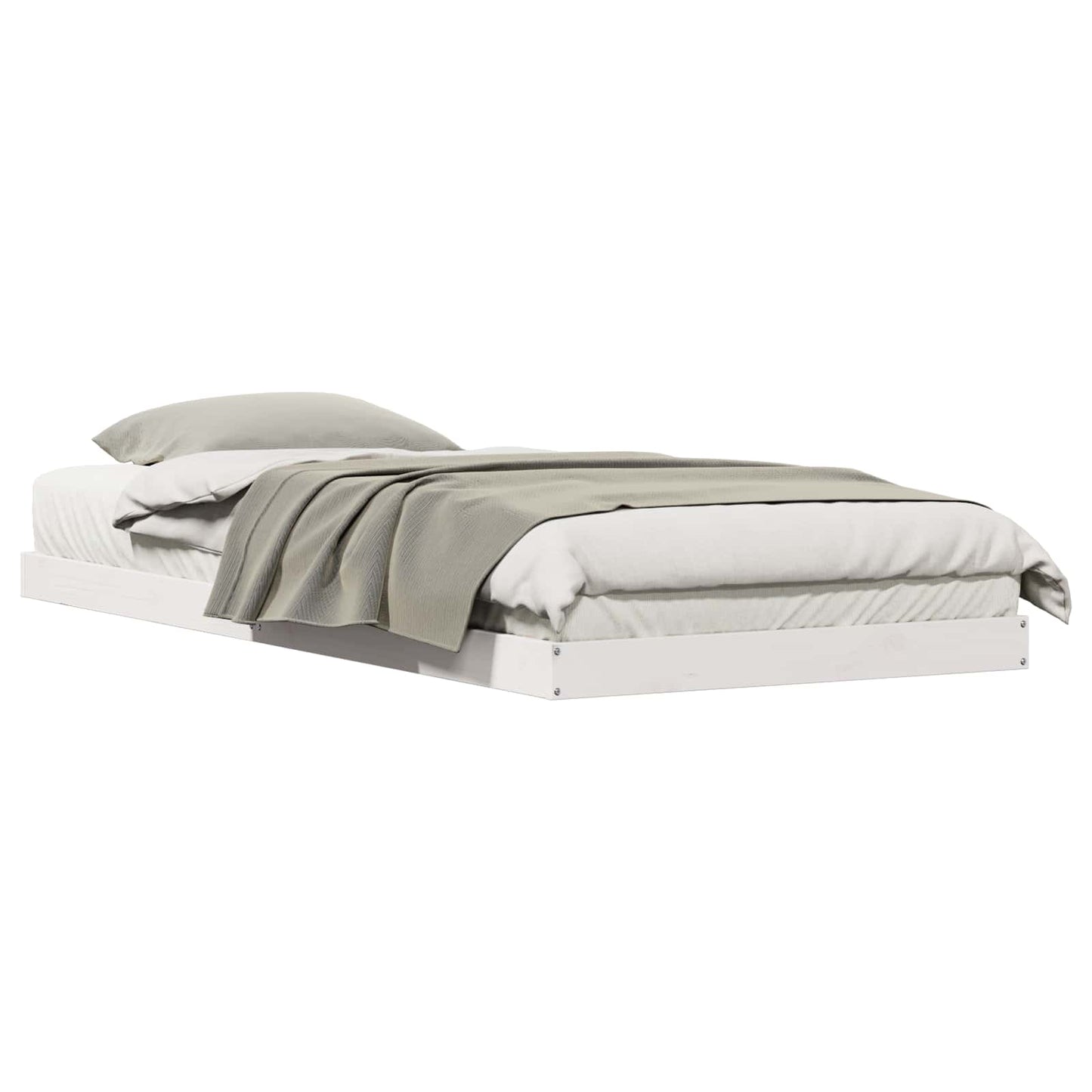 Struttura letto a terra Bianco 213.5 x 104 x 9 cm Pino massello