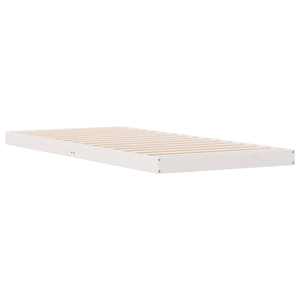 Struttura letto a terra Bianco 213.5 x 104 x 9 cm Pino massello