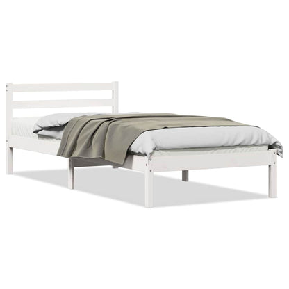 Struttura del letto con testiera Bianco 215,5 x 95,5 x 69,5 cm