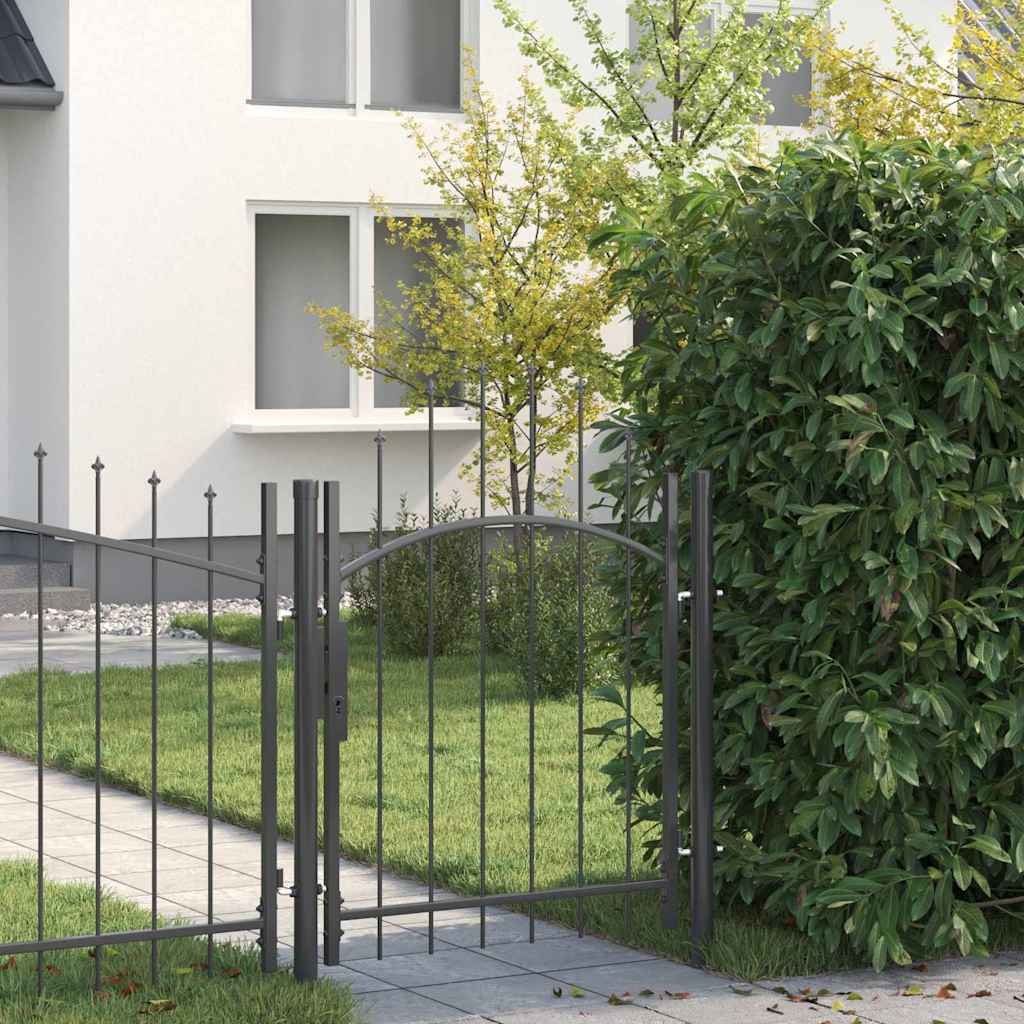 Cancello da giardino con blocco Grigio 125 x 100 cm Acciaio