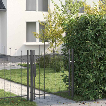 Cancello da giardino con blocco Grigio 125 x 100 cm Acciaio