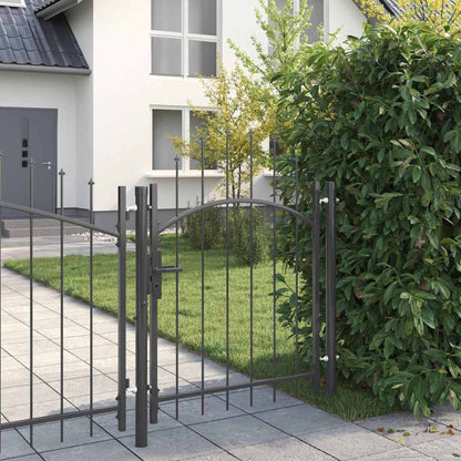 Cancello da giardino con blocco Grigio 125 x 100 cm Acciaio