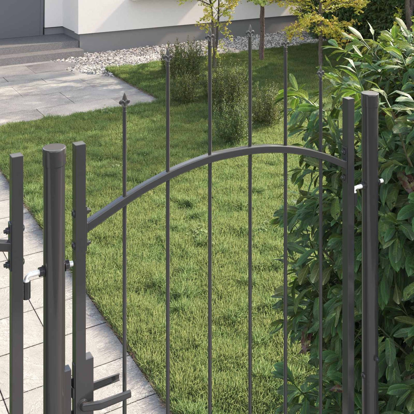 Cancello da giardino con blocco Grigio 200 x 100 cm Acciaio