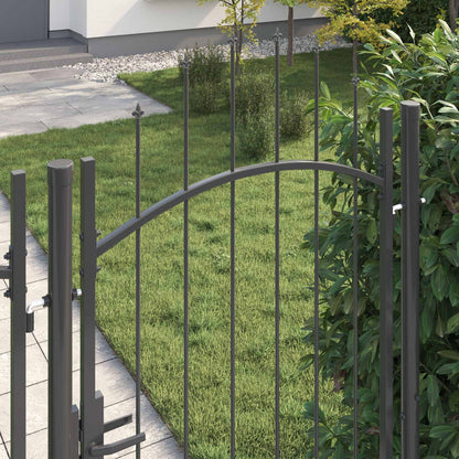 Cancello da giardino con blocco Grigio 200 x 100 cm Acciaio