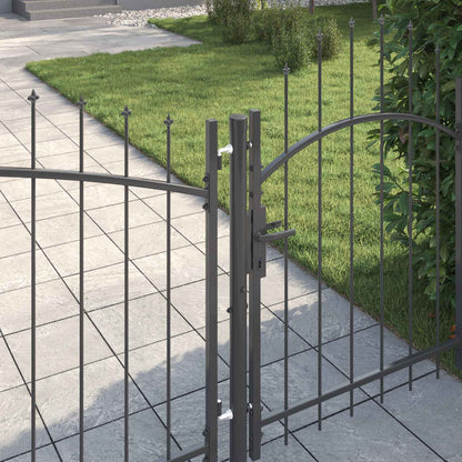 Cancello da giardino con blocco Grigio 125 x 400 cm Acciaio