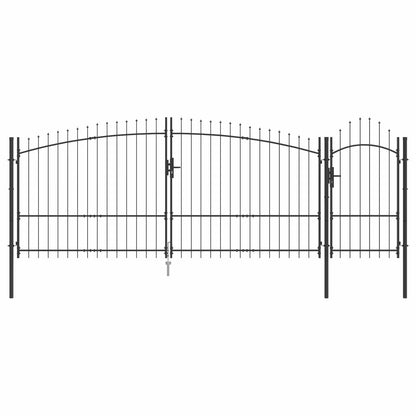 Cancello da giardino con blocco Grigio 125 x 400 cm Acciaio